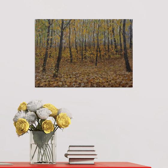 In The Golden Autumn Forest - autumn landscape painting