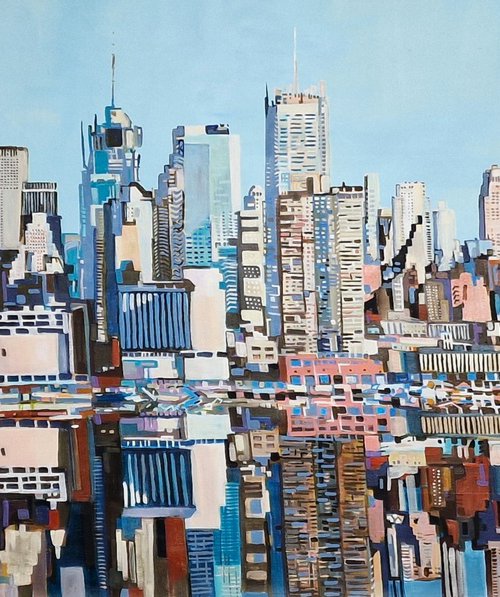 Urban Skyline Reflection New York by Alexandra Djokic