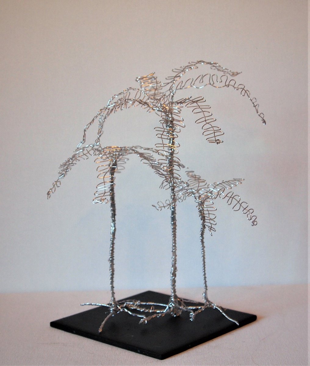 Silver wire tree sculpture, 3 Palm