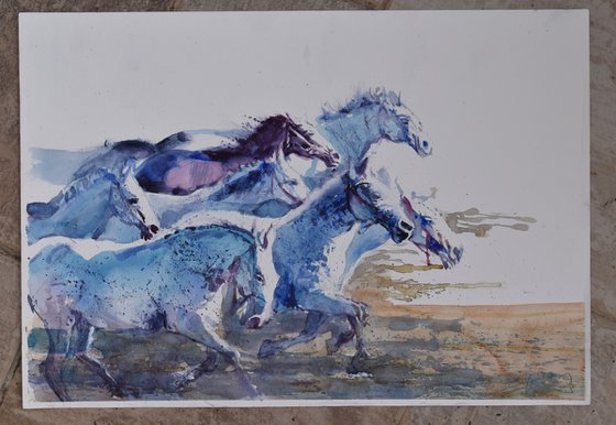 Running horses