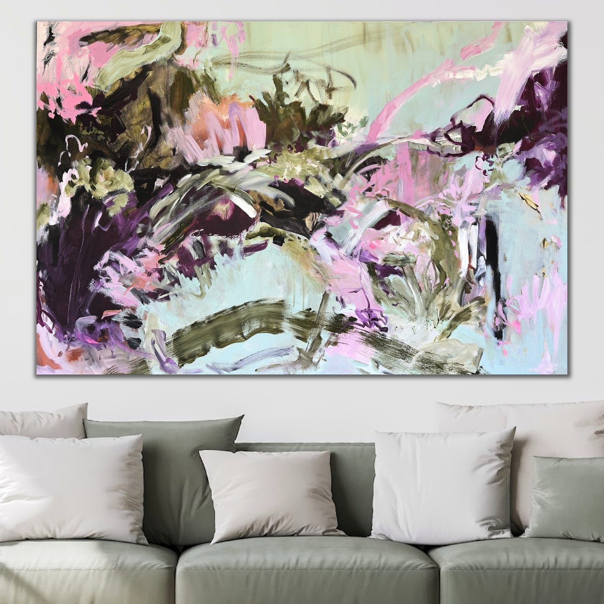 Organic Abstract Acrylic Painting By Kylie Sams, 60 X 40", Mad Love, Original Artwork