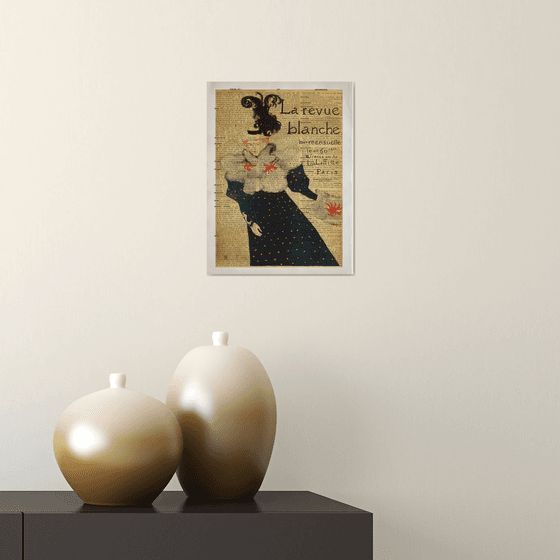 La Revue blanche 1895 - Collage Art Print on Large Real English Dictionary Vintage Book Page