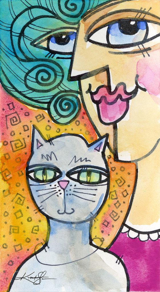 My Crazy Cat 12 - Abstract cat painting by Kathy Morton Stanion