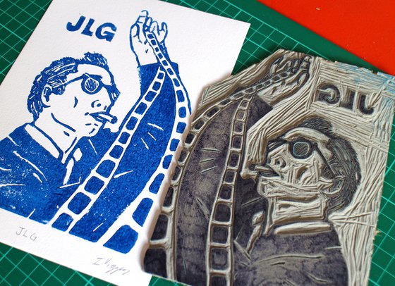 Jean-Luc Godard Linocut Print