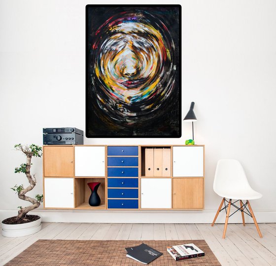 Swirl Face - Large Original Modern Abstract Art Painting Portrait