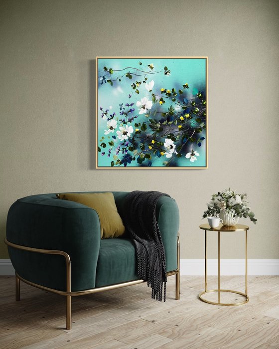 Golden Buds in Turquoise Air