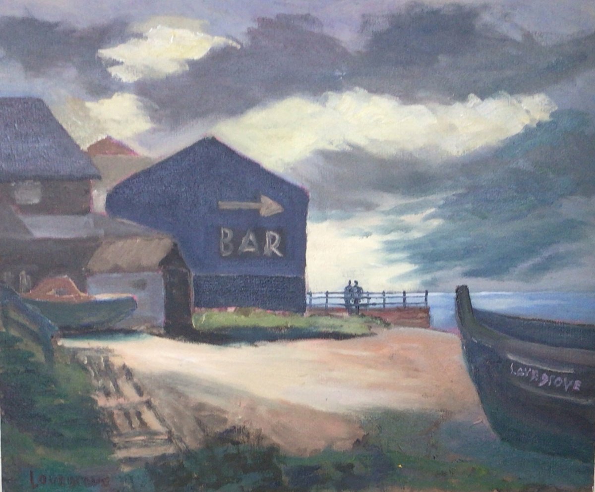 Impressionistic Landscape Oil Painting By Julian Lovegrove Art, 12 X 10", Bar On The Beach, Original Artwork