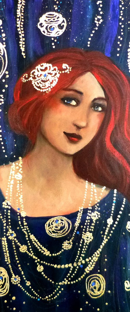 Vienna Blue 40 x 50 cm. a tribute to Klimt by Loetitia Pillault