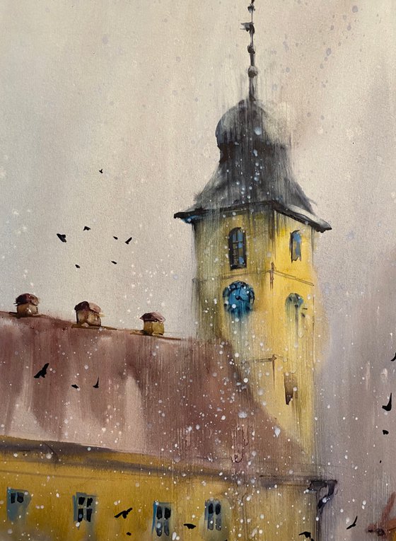 Sold Watercolor “Transilvania. Sibiu” perfect gift