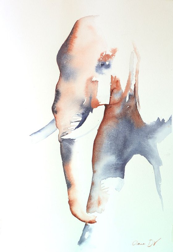 Elephant in blue and copper