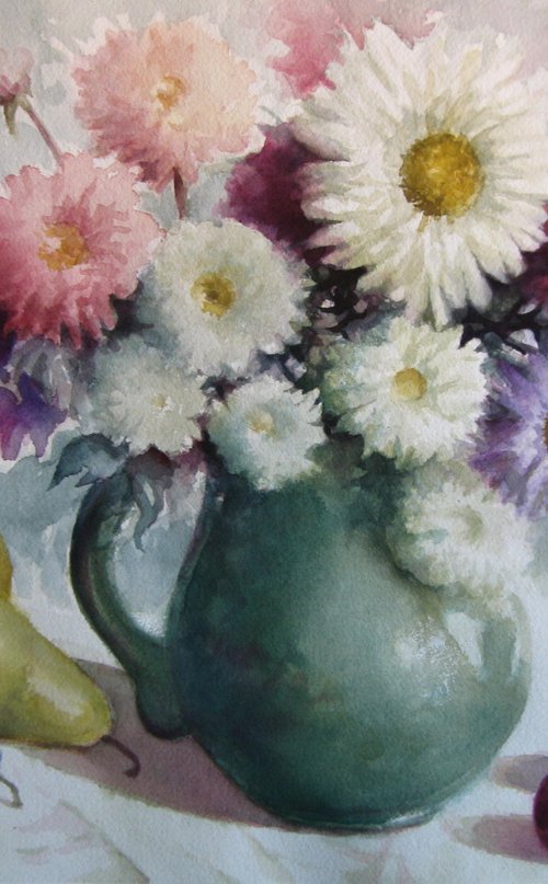 Still life with green vase by Elena Oleniuc