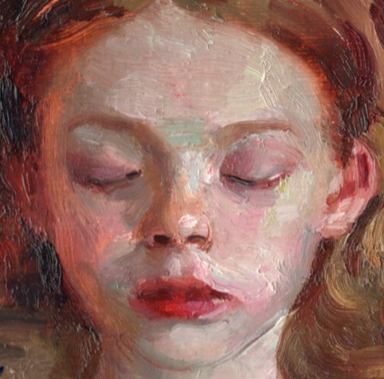 Scarlet Princess – Original Oil on Cardboard