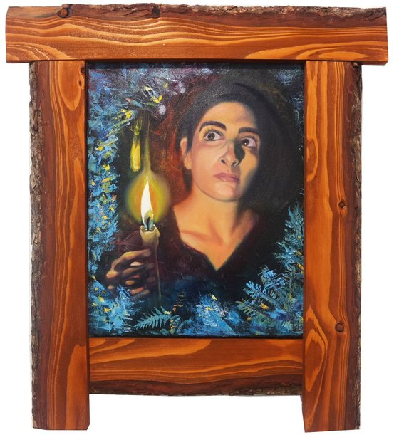 ‘WHO IS THERE?’ - Oil Painting on Canvas with Natural Frame
