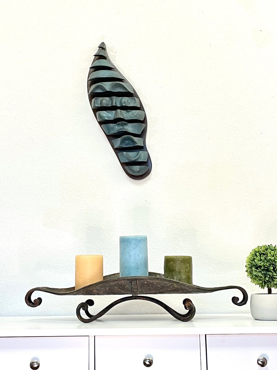 Surrealistic Portrait Bronze Sculpture By Tomoaki Orikasa, 7 X 20", Fadeaway, Original Artwork