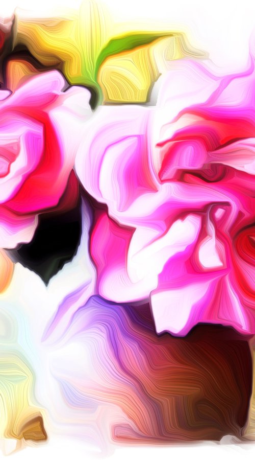 Silk painting: Still life with Rose by Tony Roberts