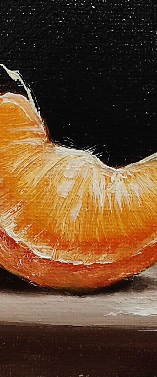 Little orange segment  still life by Jane Palmer Art