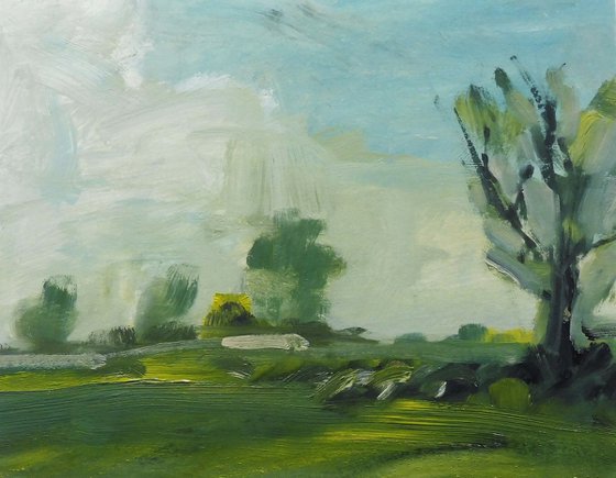 DUSK MOORS, HAY ON WYE. Original Landscape Impressionistic Oil Painting.