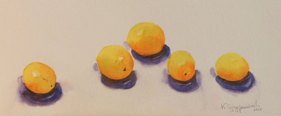 Mirabelles in a line