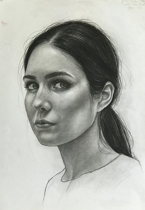 Original Graphite drawing on paper 'A' by Anastasia Terskih
