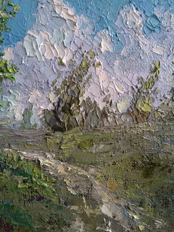 Spring sun (30x35cm, oil painting, impressionistic)