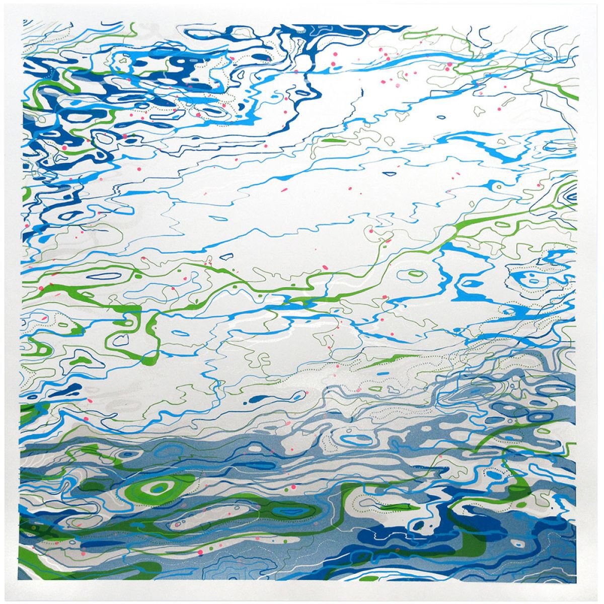 Impressionistic Screenprint , Ripples By Chris Keegan, 22 X 22, Artwork For Sale On Artfinder
