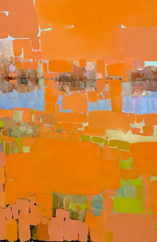 Autumn Palette, Abstract Landscape oil painting, Handmade artwork, Large Size by Vahe Yeremyan