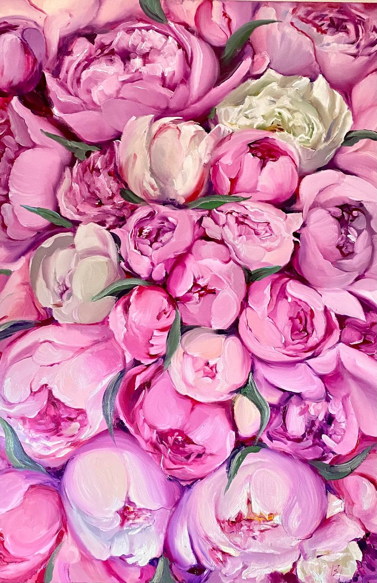 Pink Peony By Olena Hromova, 31 X 47, Artwork For Sale On Artfinder