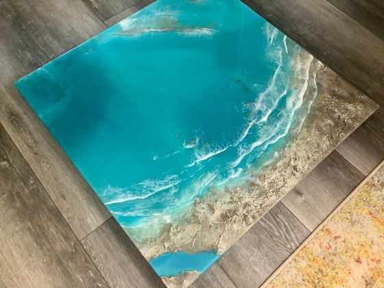 White Sand Beach - Aerial Ocean Painting