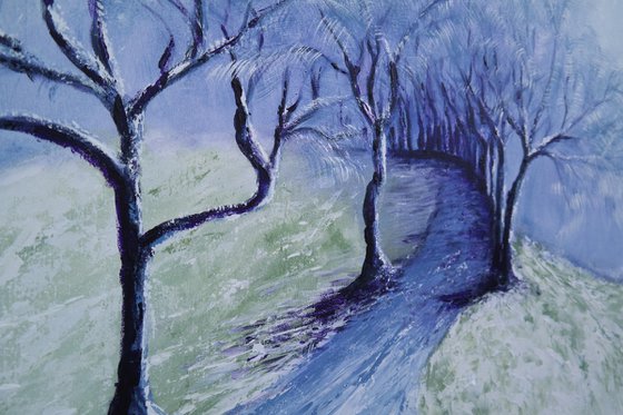 Winter road - Large palette knife   Gift