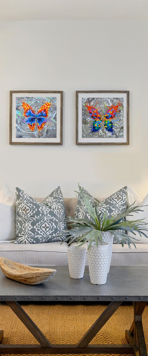 Set of 2 «Grey Fantasy» by Mariia Raskin