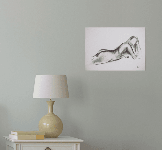 Nude in charcoal. 31. Black and white minimalistic female girl beauty body positive