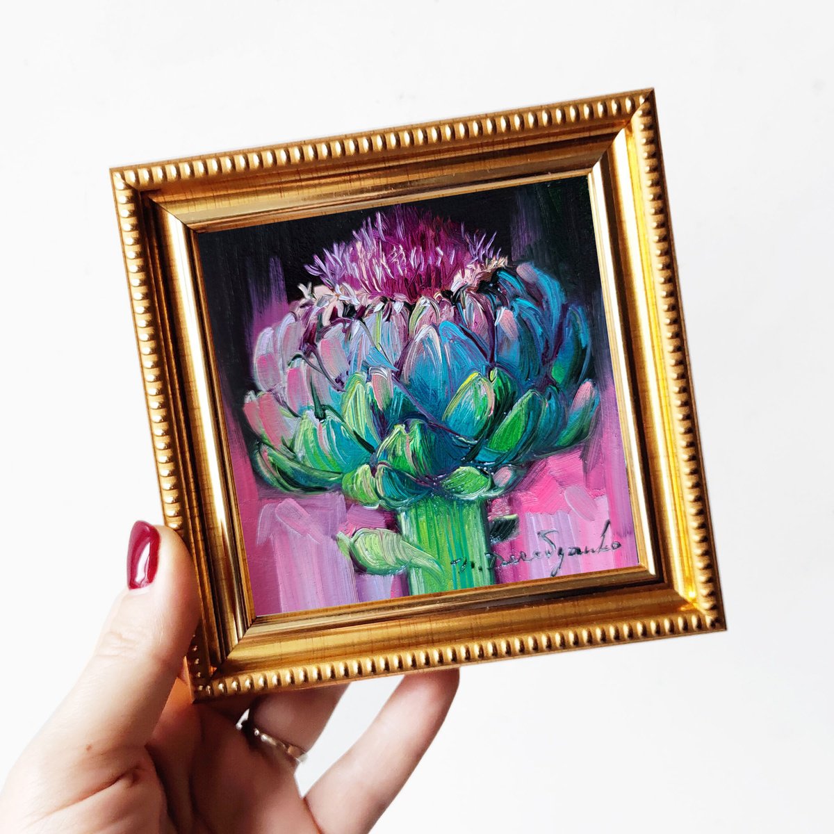 Pink artichoke flower by Nataly Derevyanko