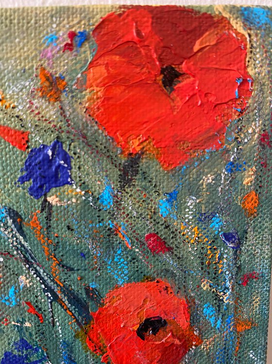 Poppies in the moonlight abstract