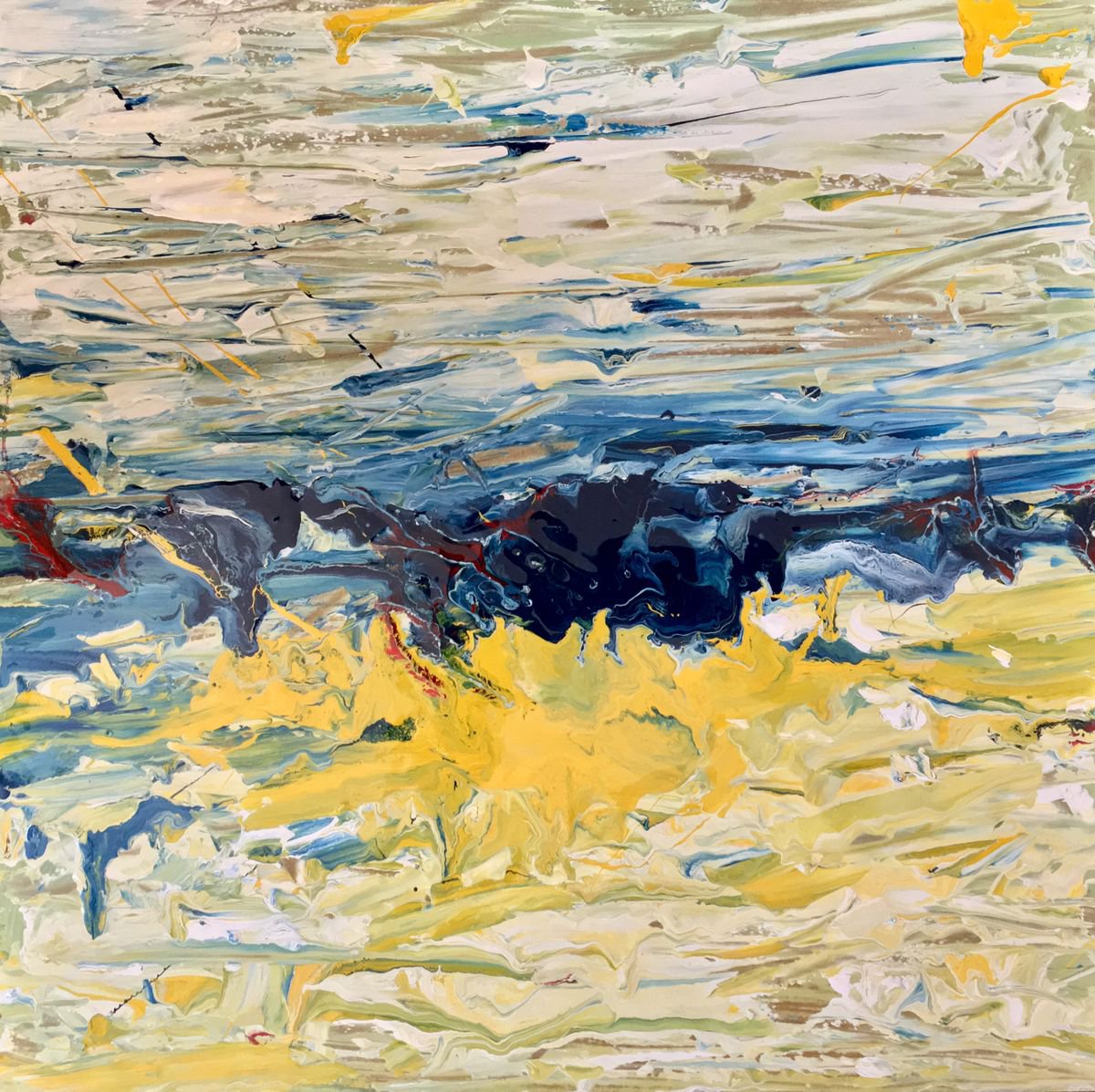 Abstract Oil Painting By Altin Furxhi, 16 X 16, Casualties Of Love., Original Artwork