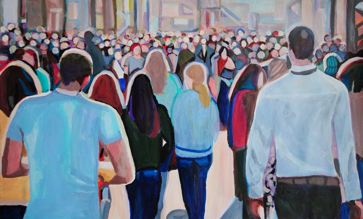 Expressive Portrait Acrylic Painting By Alexandra Djokic, 28 X 17, People, Original Artwork