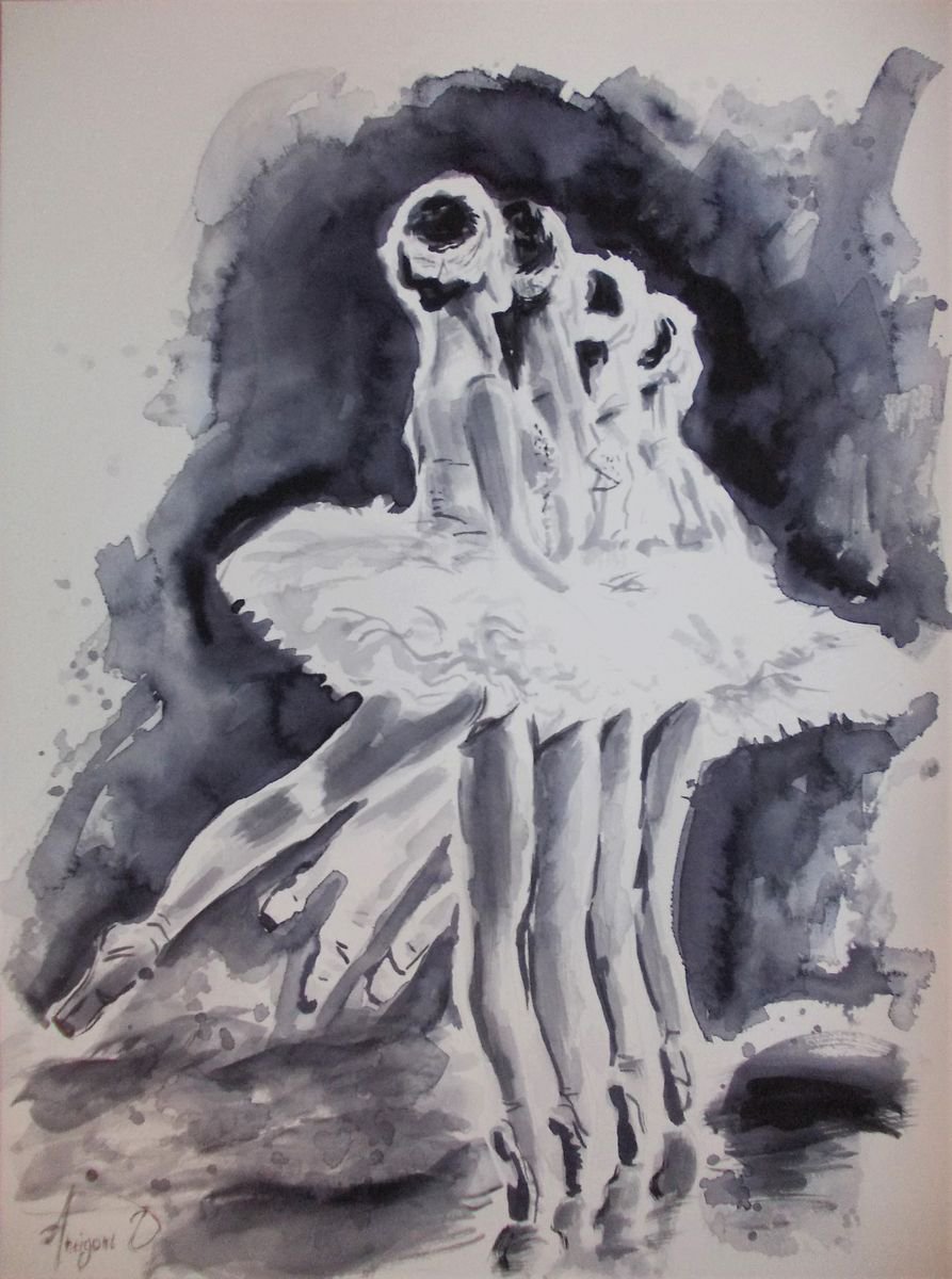 On Stage -Original Ballerina painting by Antigoni Tziora
