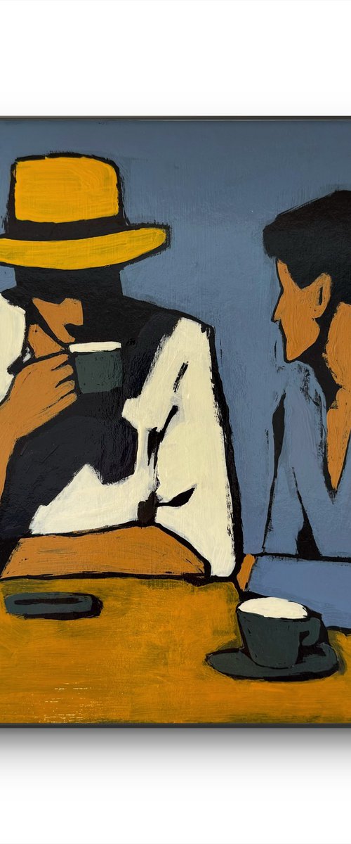 Painting "2 Men Drinking Coffee" by Daria Baklykova