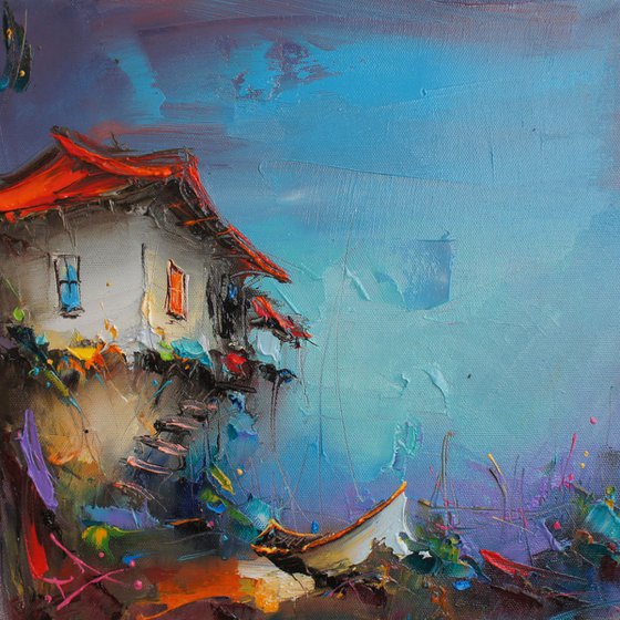 The house of fisherman,  Oil Painting