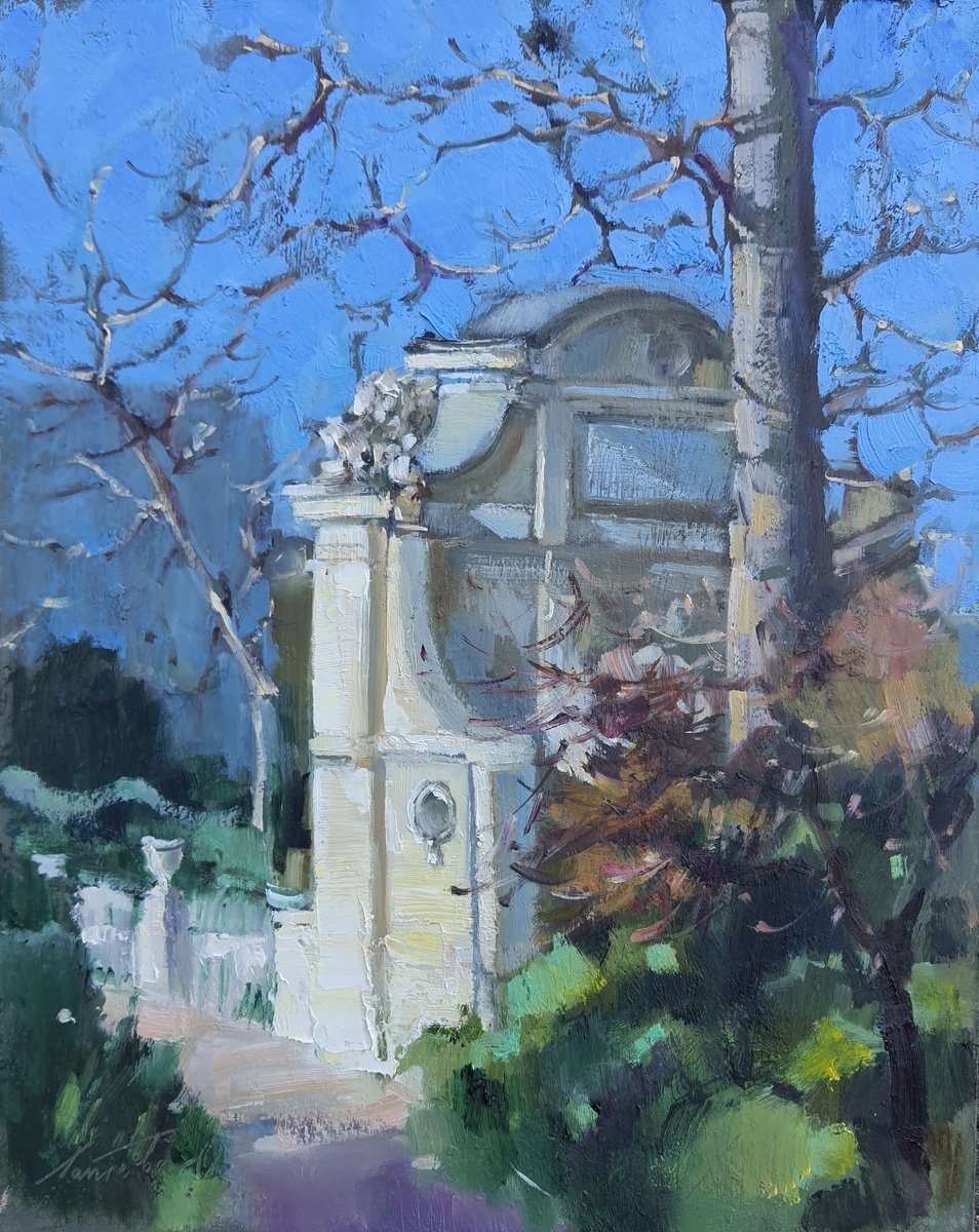 Cityscapes Oil Painting By Olha Laptieva, 9 X 12", Luxembourg Gardens In Paris, Original Artwork