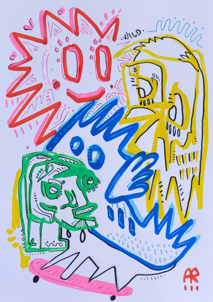 Expressive Portrait Drawing By Angel Rivas, 8 X 12, Animal Crew, Original Artwork