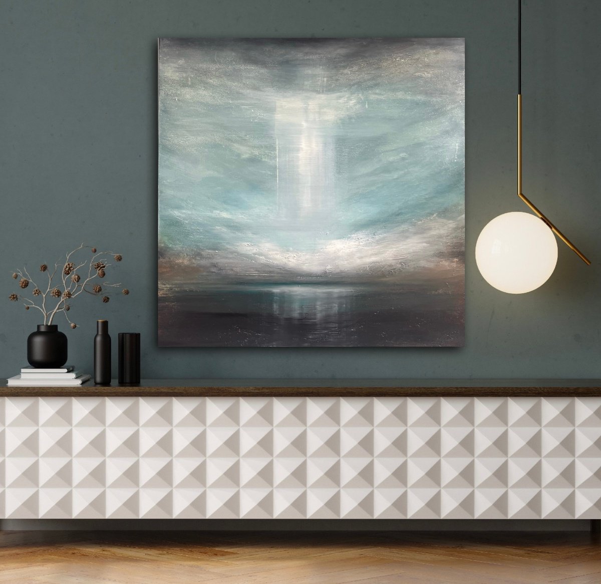 Expressive Landscape Oil Painting By Suzanne Williams, 39 X 39", Calmente, Original Artwork