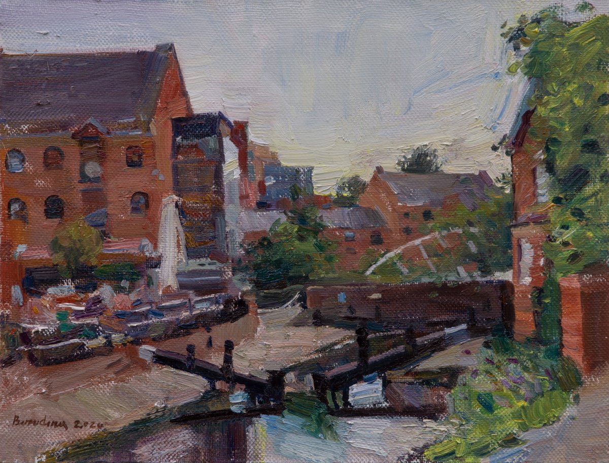 Impressionistic Cityscapes Oil Painting By Anastasia Borodina, 16 X 12, Castlefield - Original Oil Landscape, Original Artwork