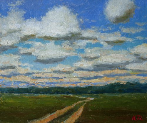 Clouds - original landscape, painting by Nikolay Dmitriev