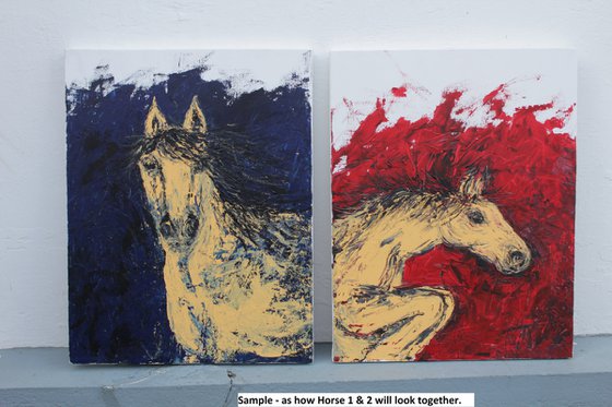 Horse Painting - 1 - Equine Series - horse acrylic painting on stretched canvas - impasto-palette knife painting