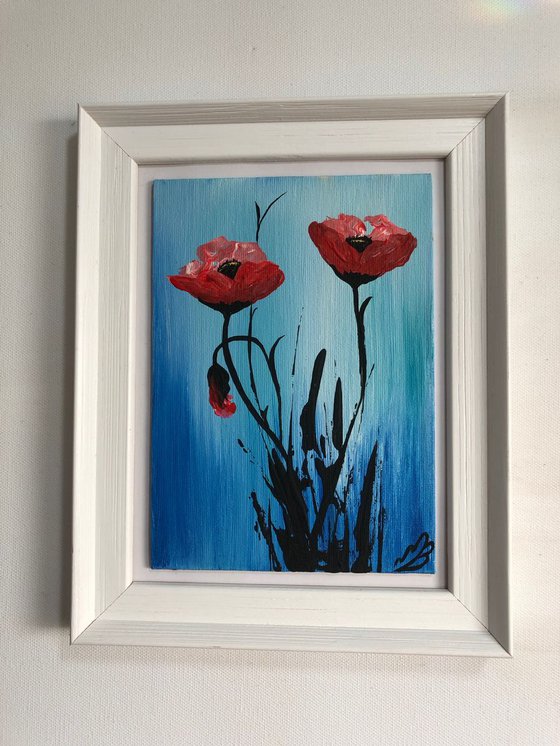 Red Poppies in a frame