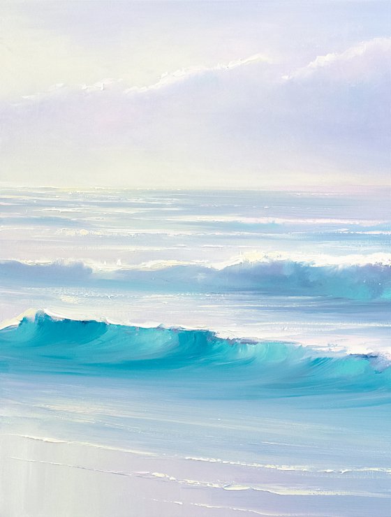 Ocean Waves Painting on Canvas 11x14 In Large Ocean Wall Art 