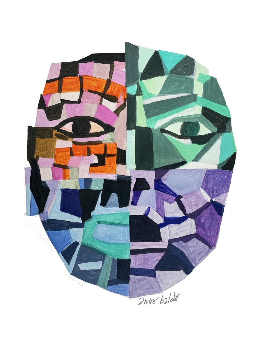 Mexican-Stone-Mask_Composition-1 By Andre Baldet, 13 X 17, Artwork For Sale On Artfinder