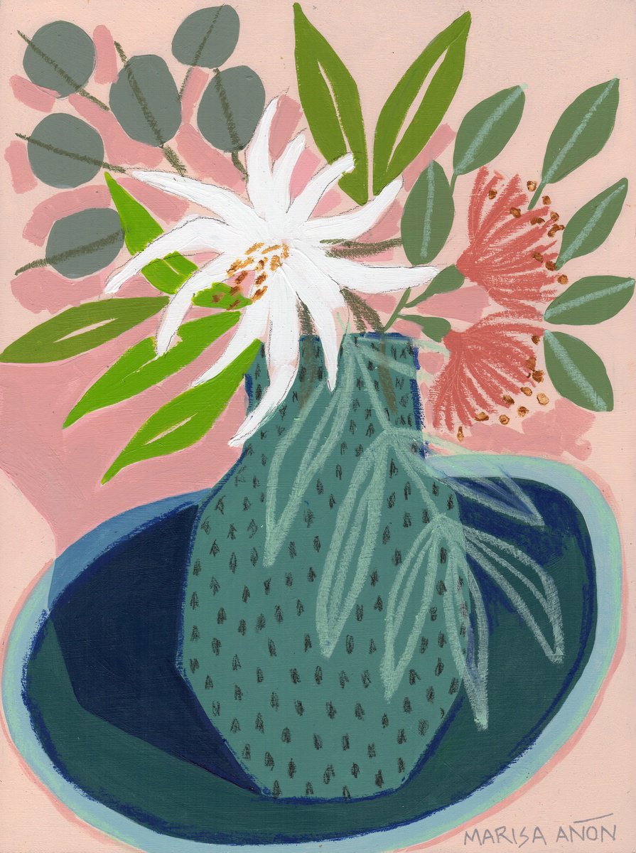 Impressionistic Botanical Painting By Marisa Anon, 13 X 17", Spring Florals 19, Original Artwork