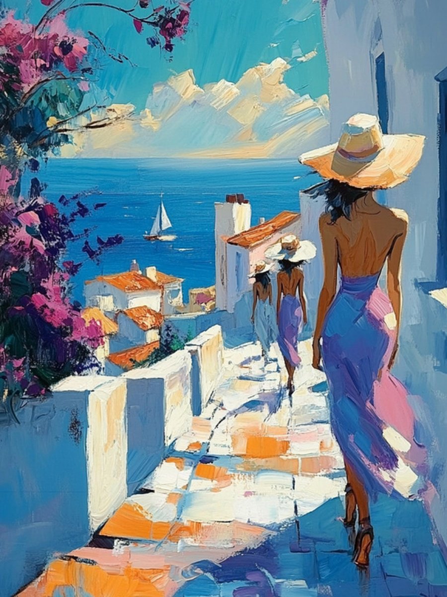 Impressionistic Landscape Print By Elena Avanesova, 24 X 31, Walk In The Sun, Original Artwork