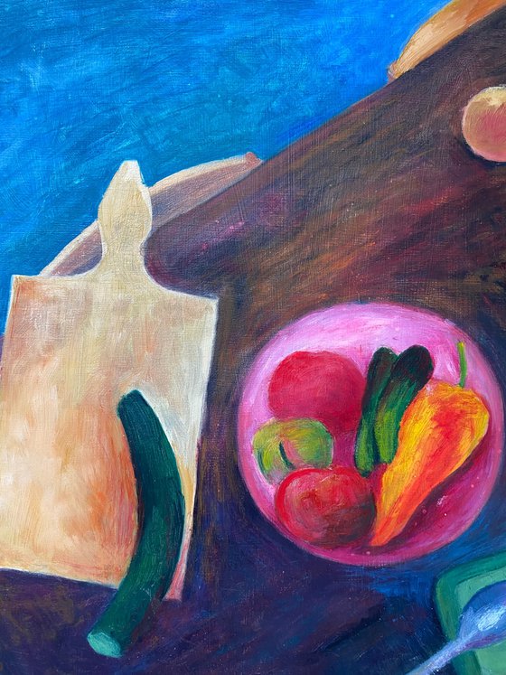 Still life with a pink plate